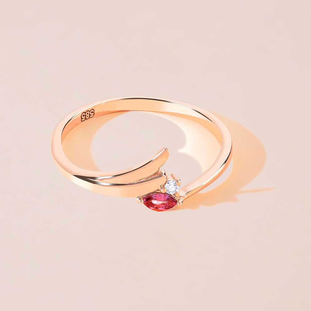 Diamond Marquise Cut ruby Ring