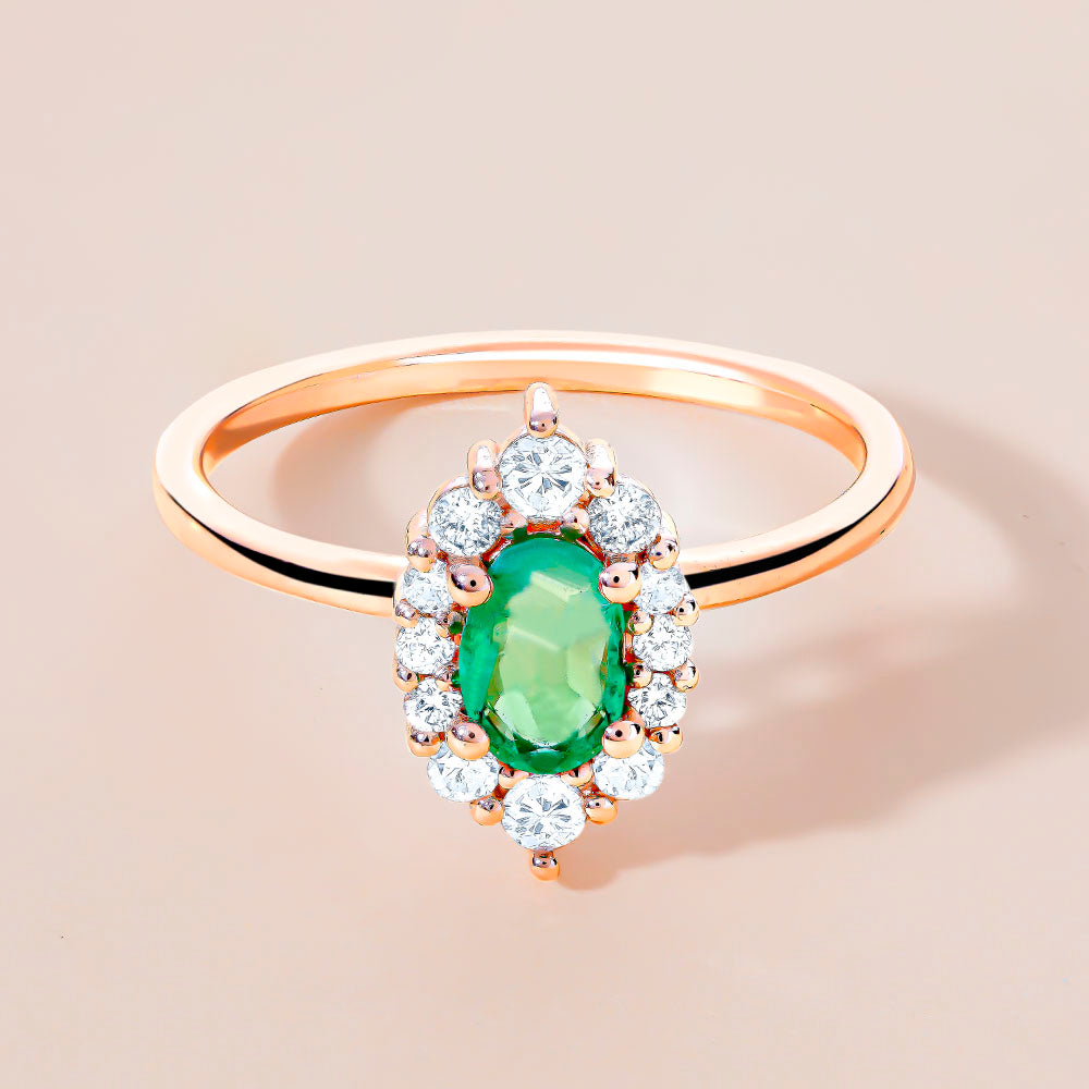 14K Golden Emerald Ring
