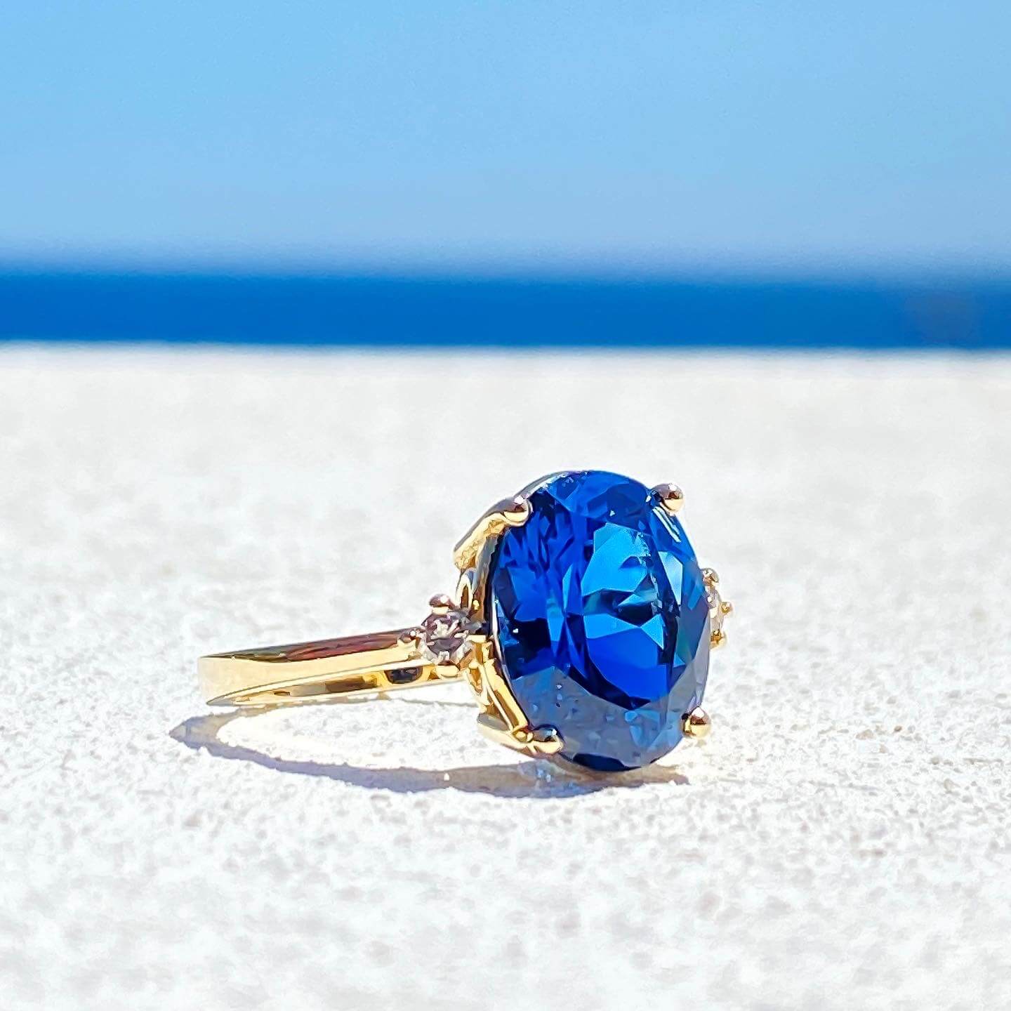 14K Gold Blue Royal Topaz Ring