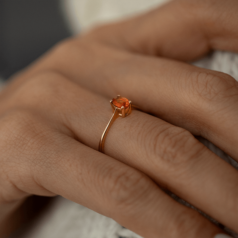 14K Gold Orange Sapphire Ring