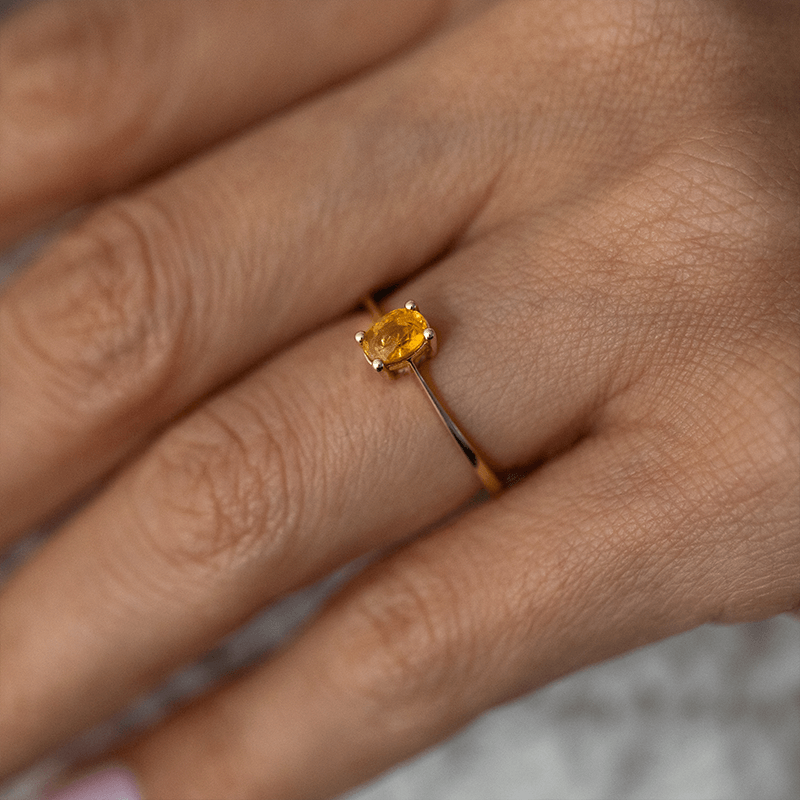 Single Stone Yellow Sapphire Ring