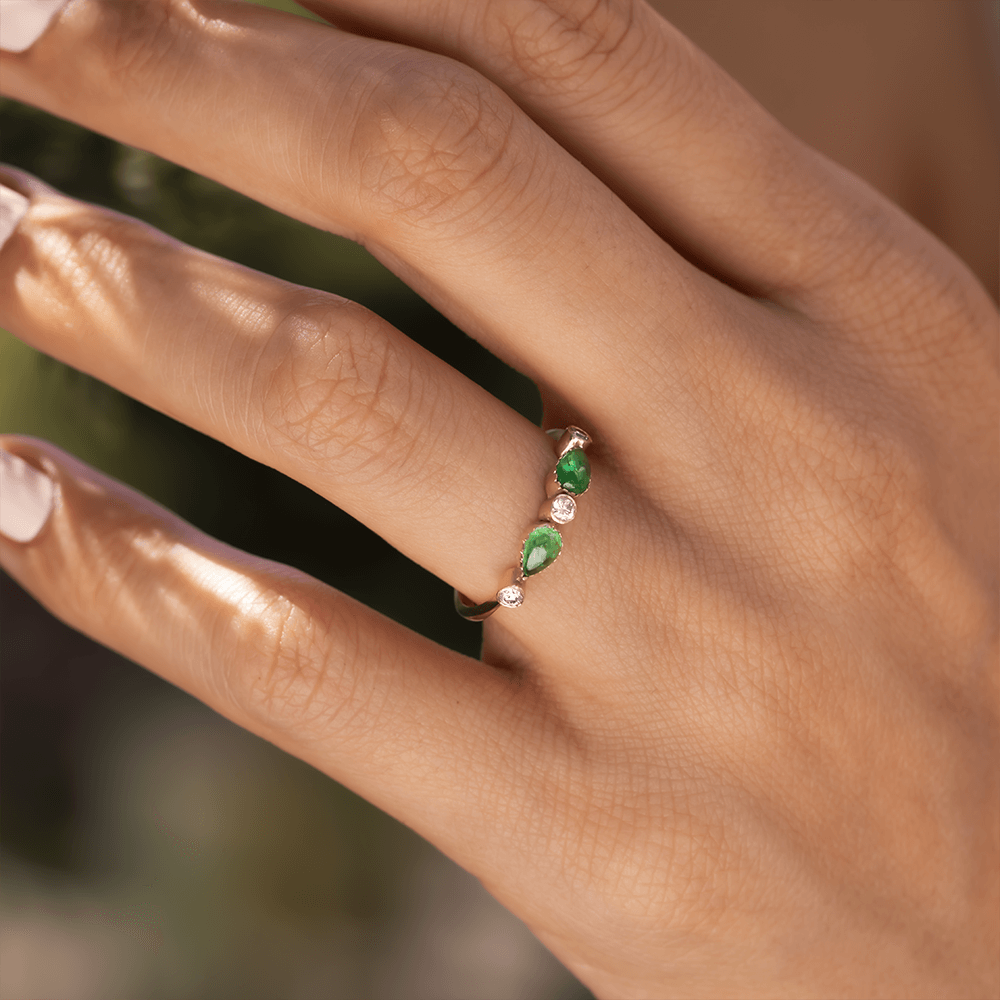 14K Golden Emerald Ring