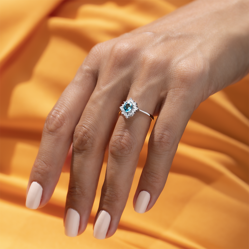 Royal Topaz Ring with Diamonds