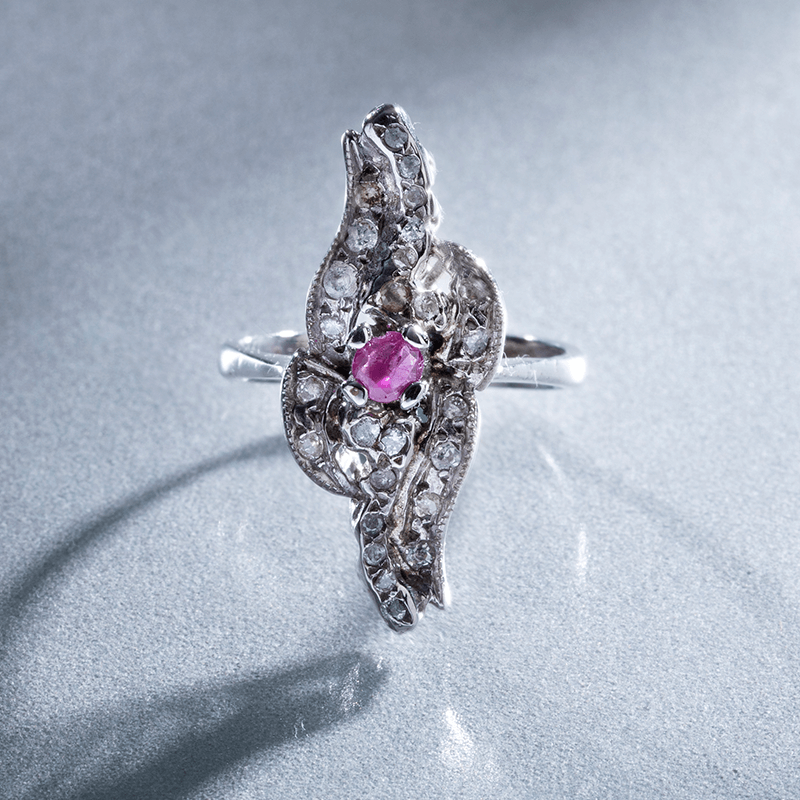 Rape Ruby Ring with Diamond