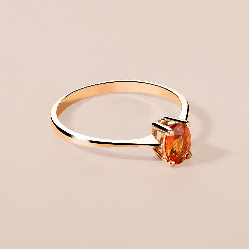 14K Gold Orange Sapphire Ring