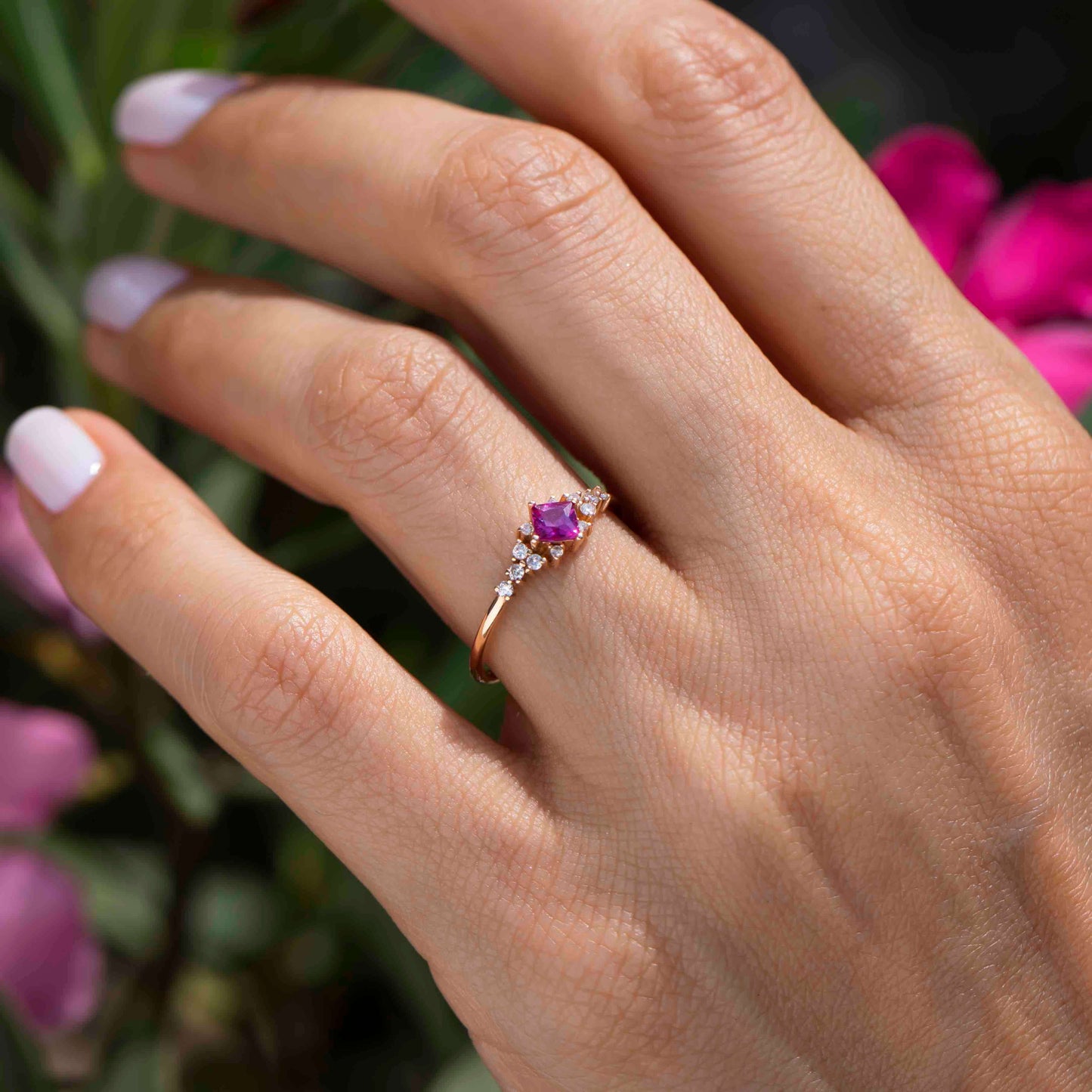 Pink ruby ring