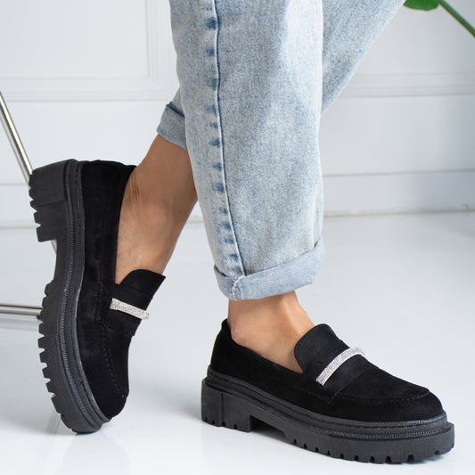 Black Suede Stone College Women's Shoes