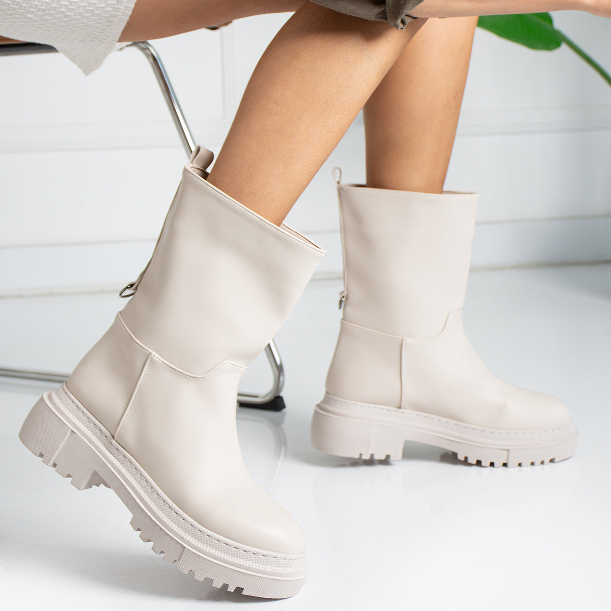 Beige Luvia Short Boots