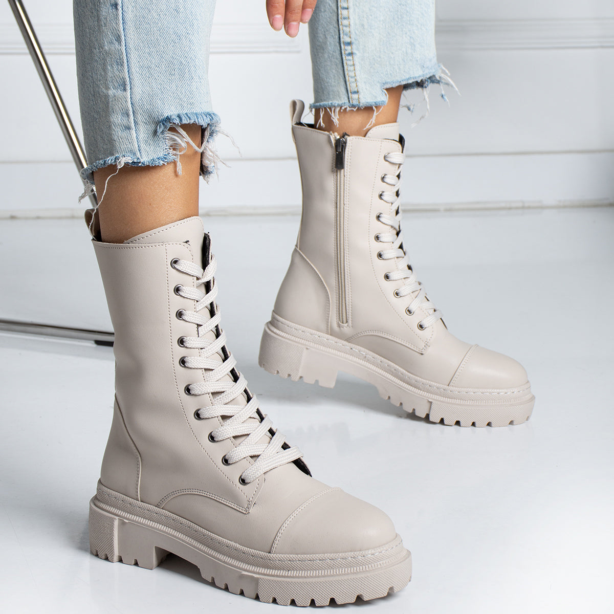 Beige Women's Short Boots