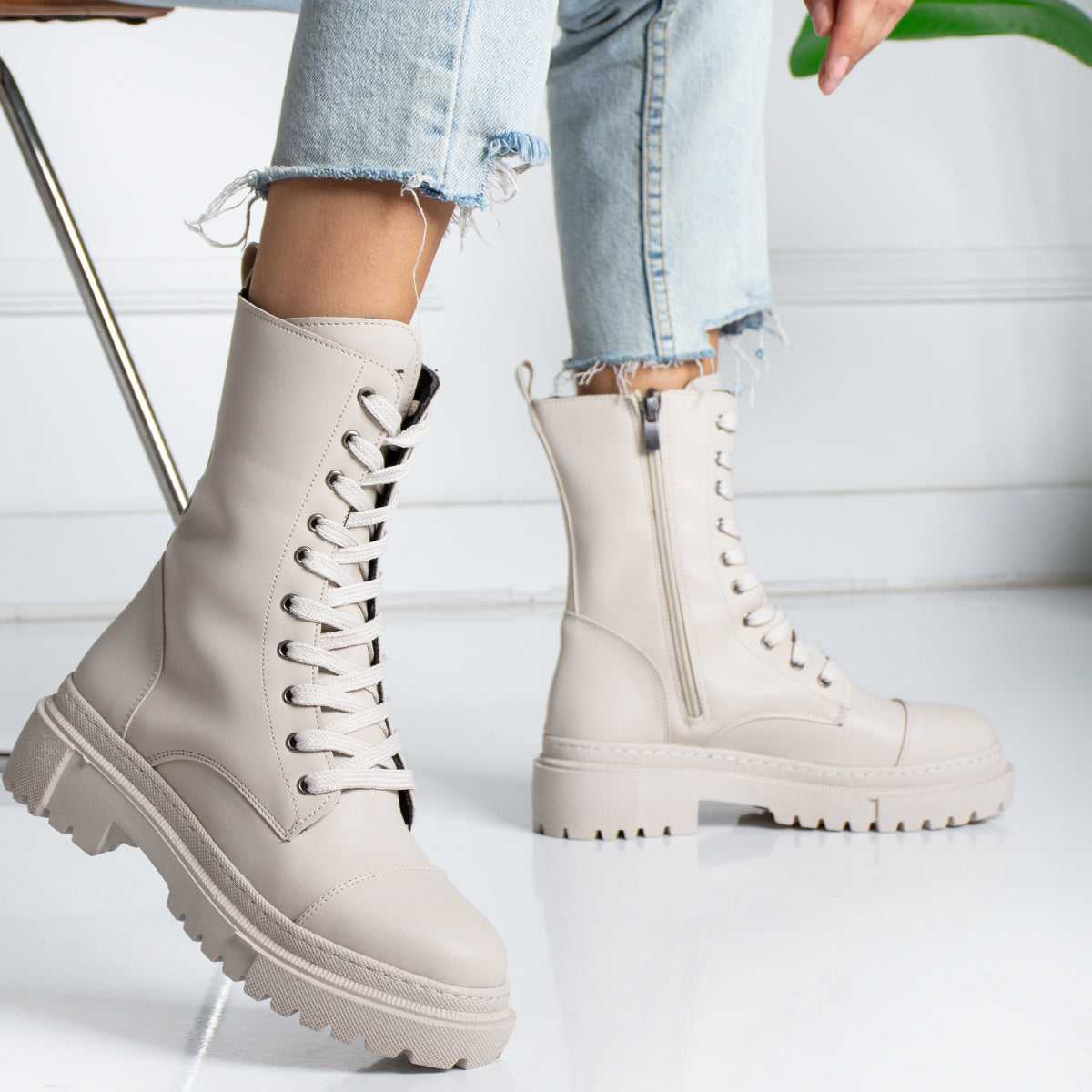 Beige Women's Short Boots