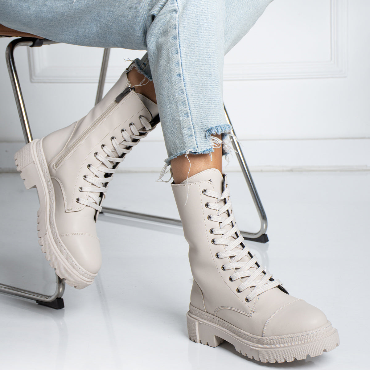 Beige Women's Short Boots