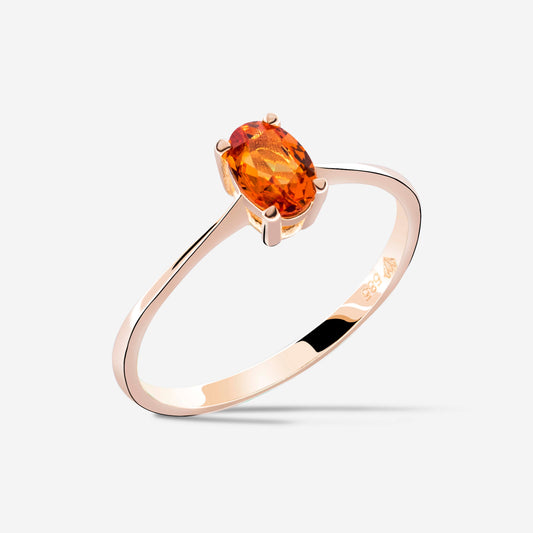 14K Gold Orange Sapphire Ring