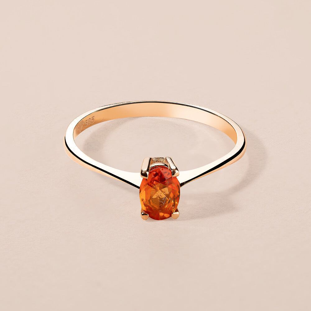 14K Gold Orange Sapphire Ring