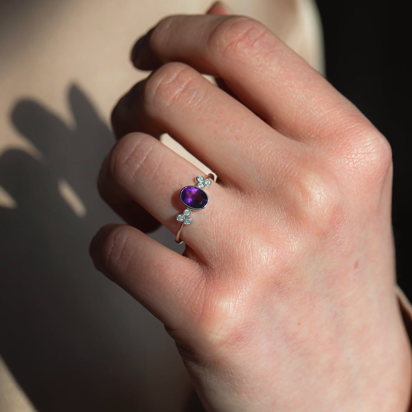 14K Gold Diamond Amethyst Ring