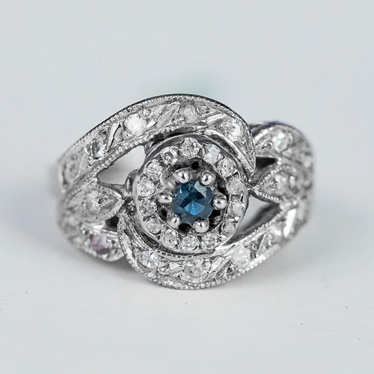 Stape Sapphire Ring with Diamond