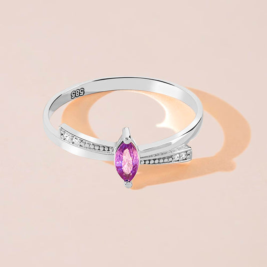 Marquise cut diamond amethyst ring