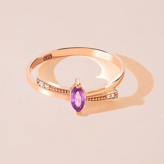 Marquise cut diamond amethyst ring