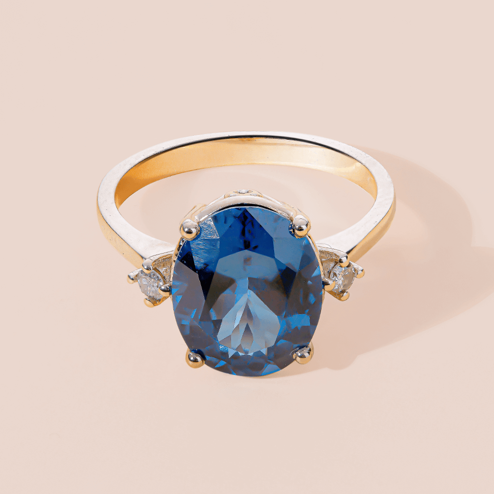 14K Gold Blue Royal Topaz Ring