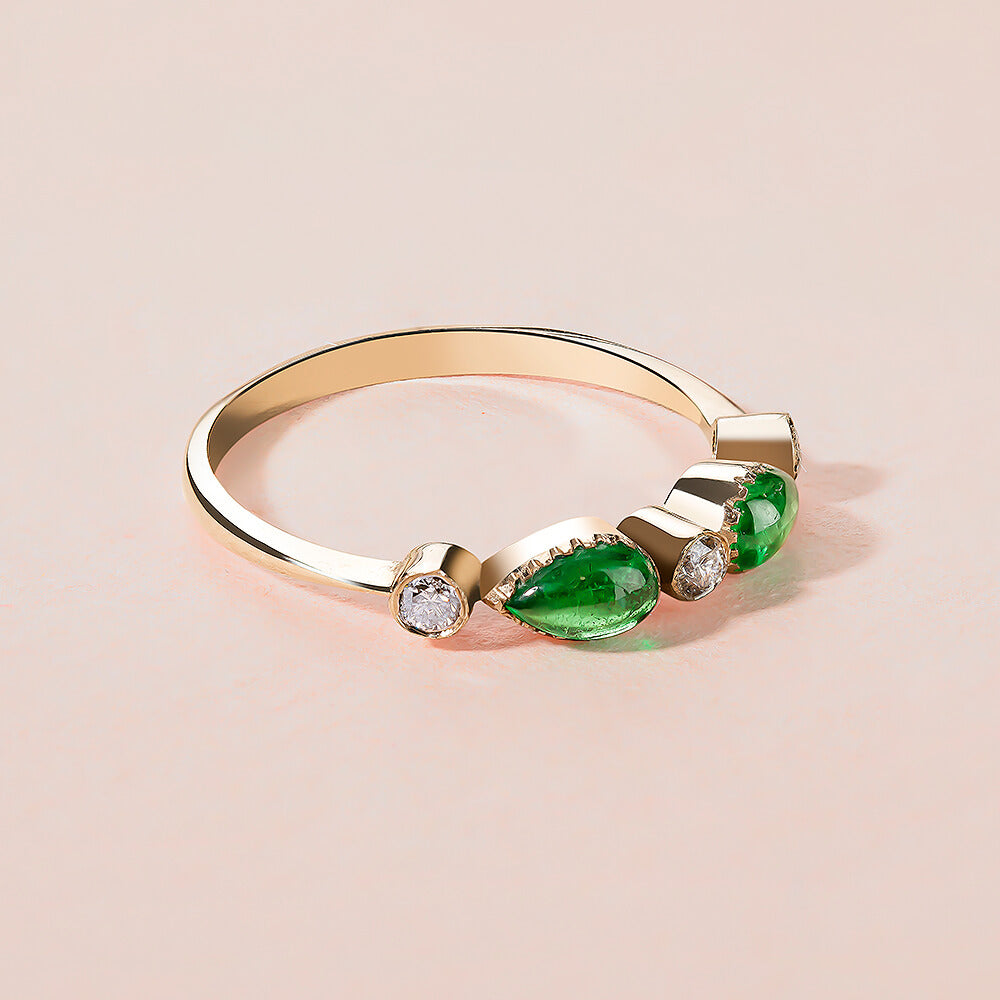 14K Golden Emerald Ring