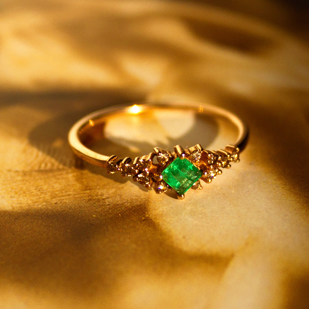 14K Golden Emerald Ring