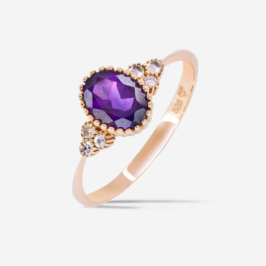 Amethyst Stone 14k Nail Ring