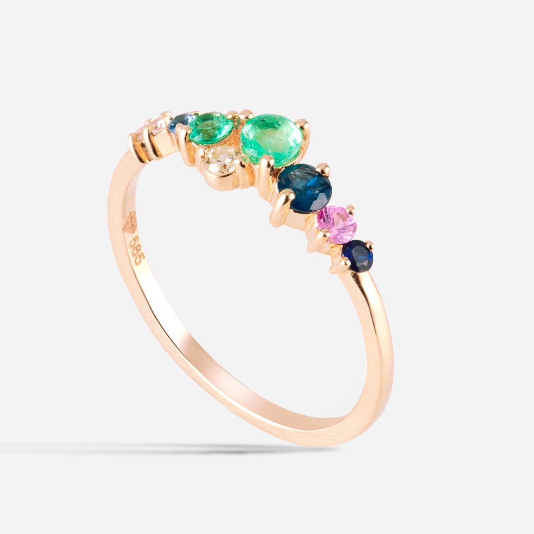 Rose gold ring with colored stone