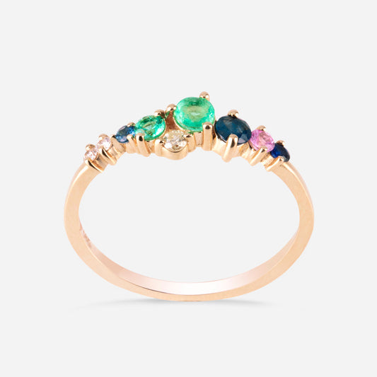 Rose gold ring with colored stone