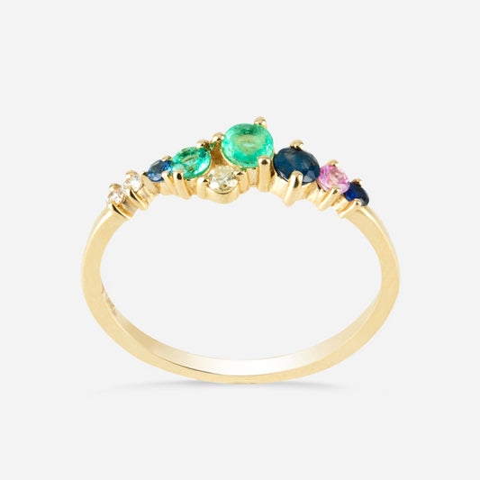 Colored stone gold ring