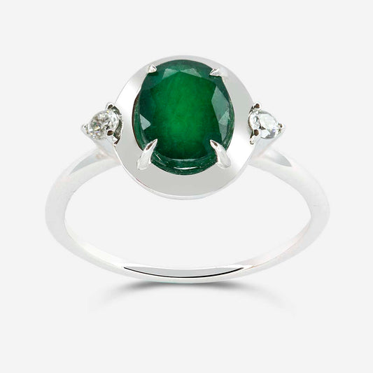 14K oval cut emerald ring