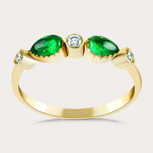 14K Golden Emerald Ring