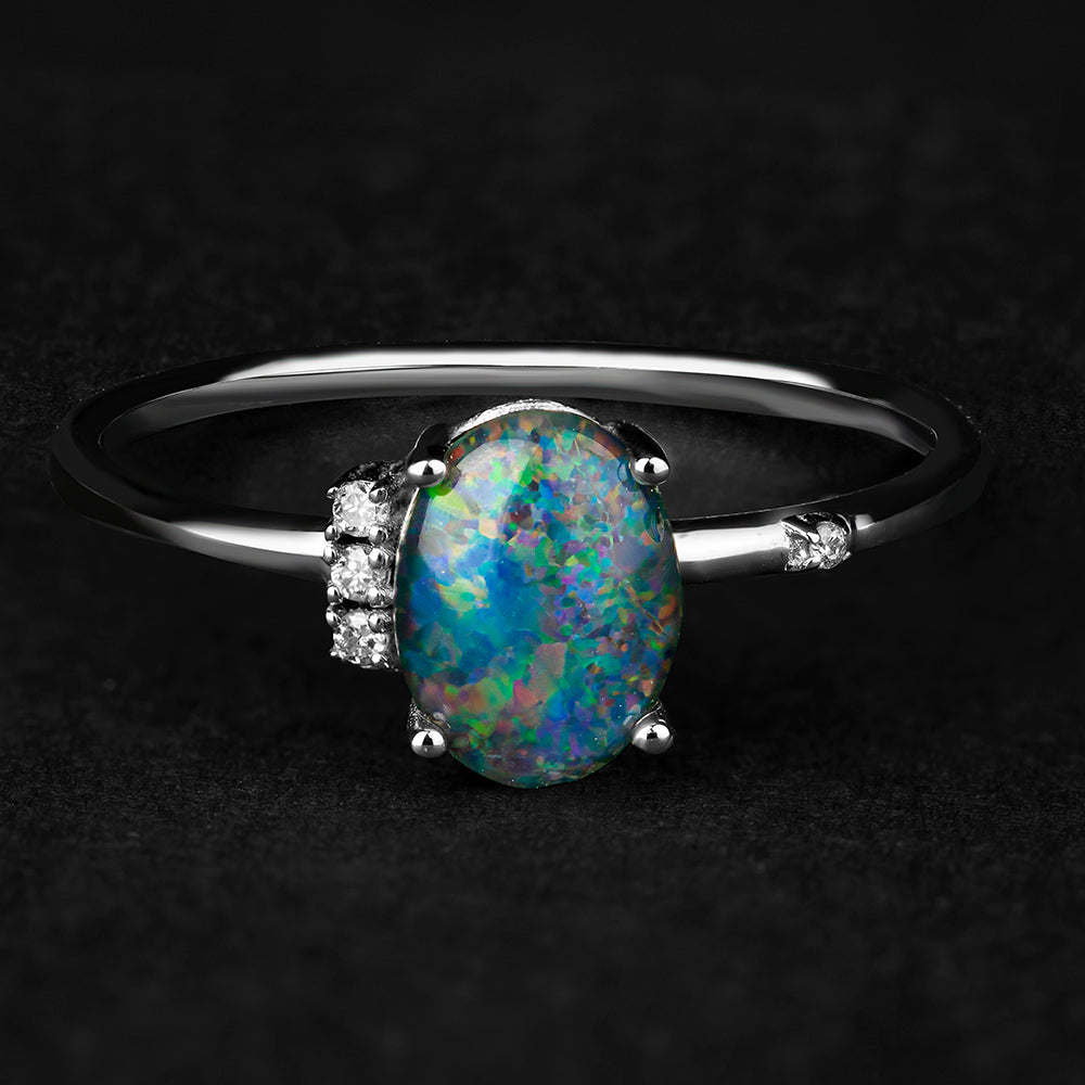 Opal ring with diamonds