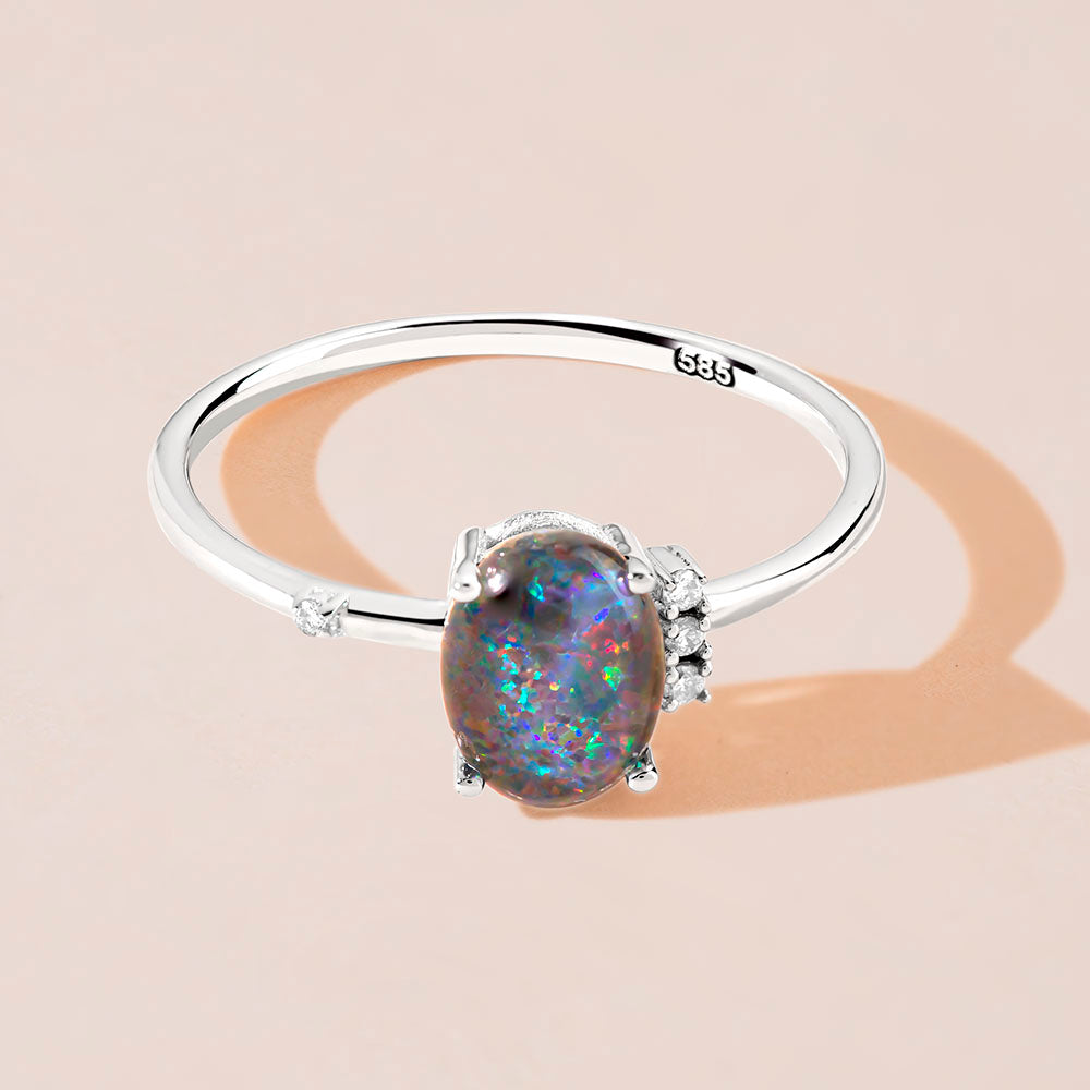 Opal ring with diamonds