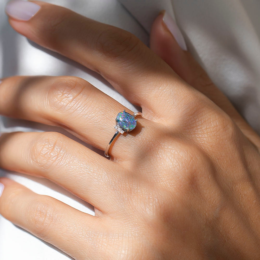 Opal ring with diamonds