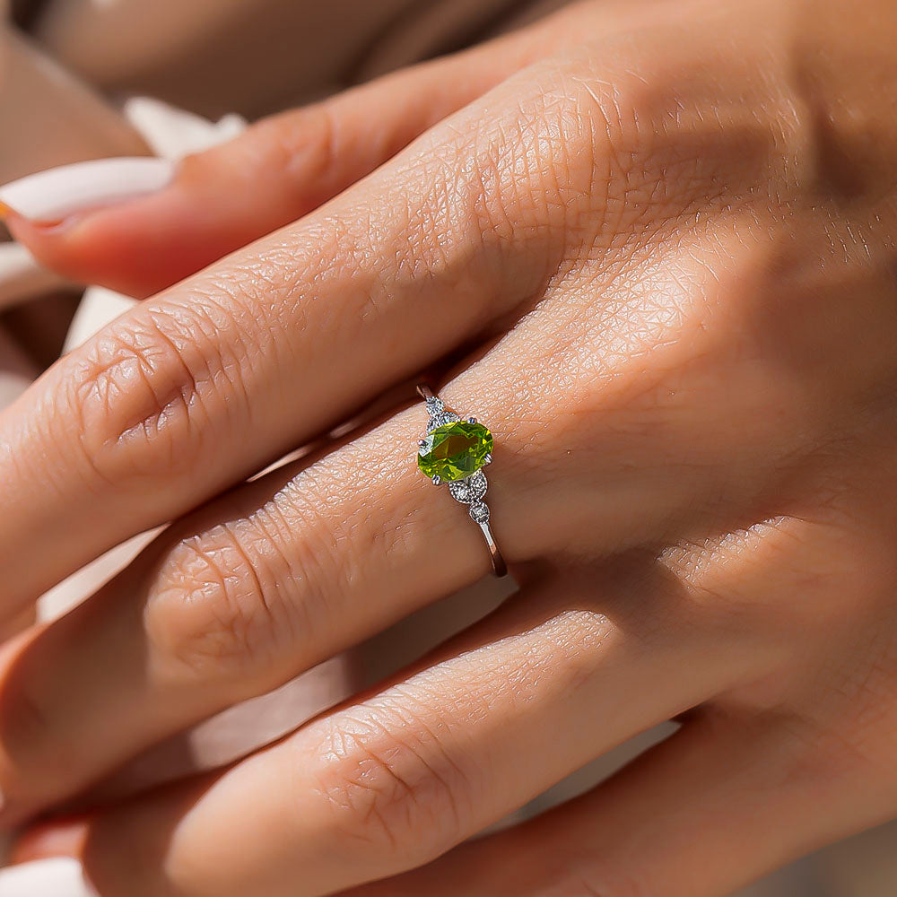 Peridot Ring with Diamonds