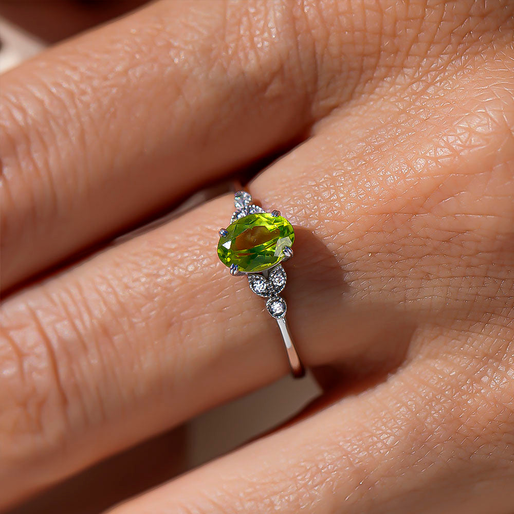 Peridot Ring with Diamonds