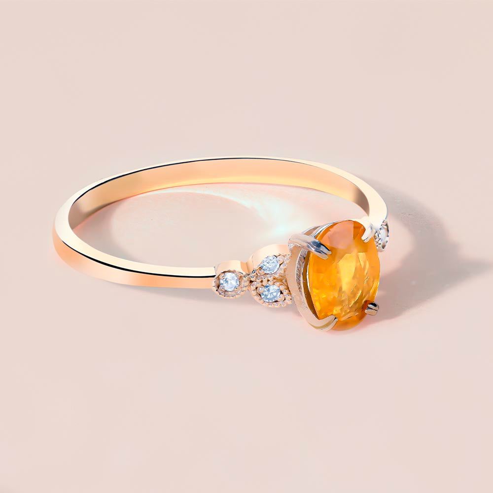 14K Gold Yellow Sapphire Ring