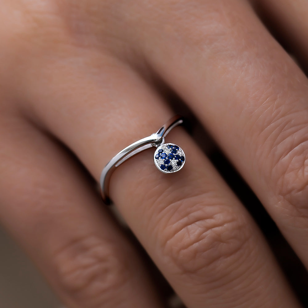 Sapphire Ring with Shaking Diamonds