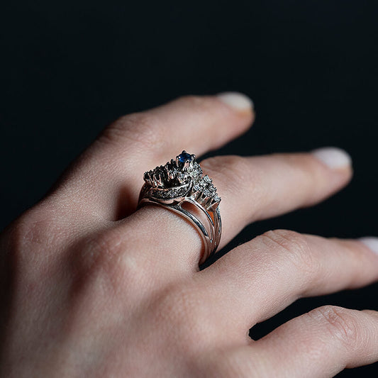 Stape Sapphire Ring with Diamond