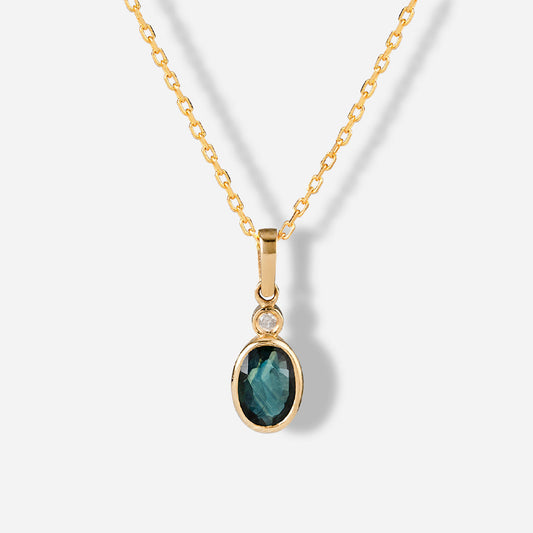 14K Gold Sapphire Stone Necklace