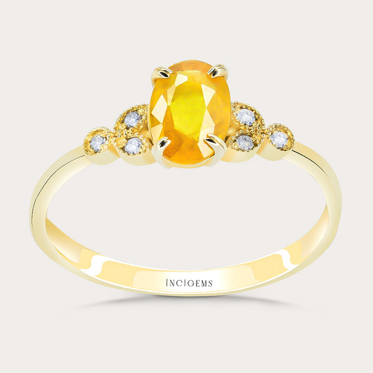 14K Gold Yellow Sapphire Ring