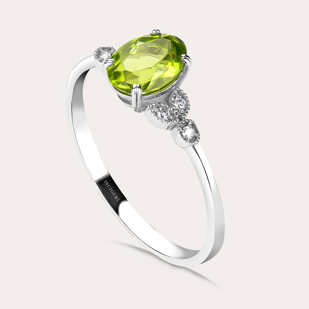 Peridot Ring with Diamonds