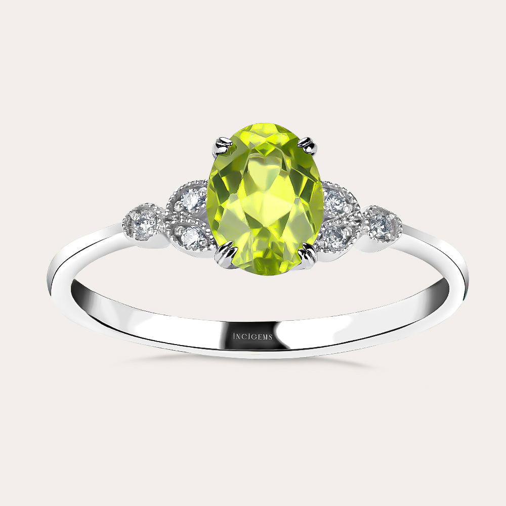 Peridot Ring with Diamonds