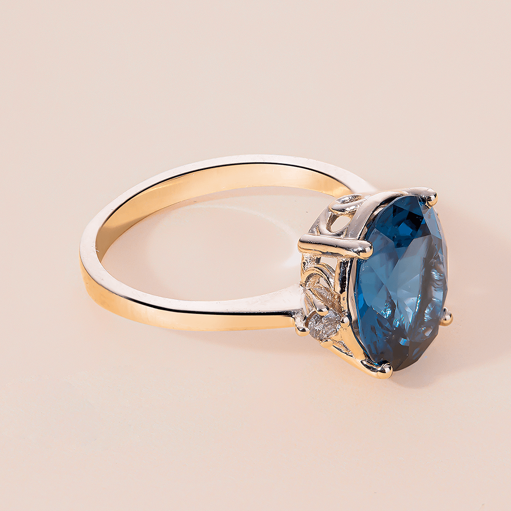 14K Gold Blue Royal Topaz Ring