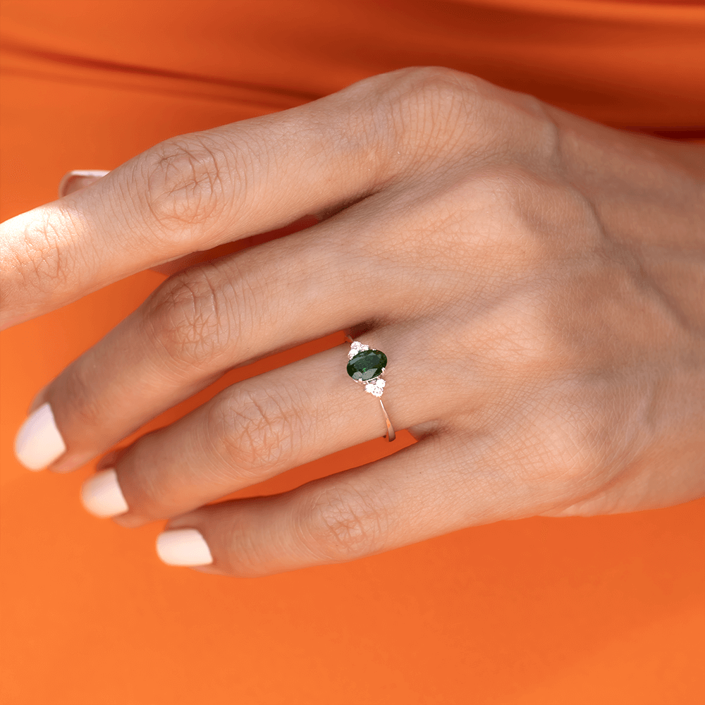 14K diamond emerald ring