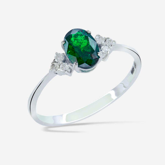 14K diamond emerald ring