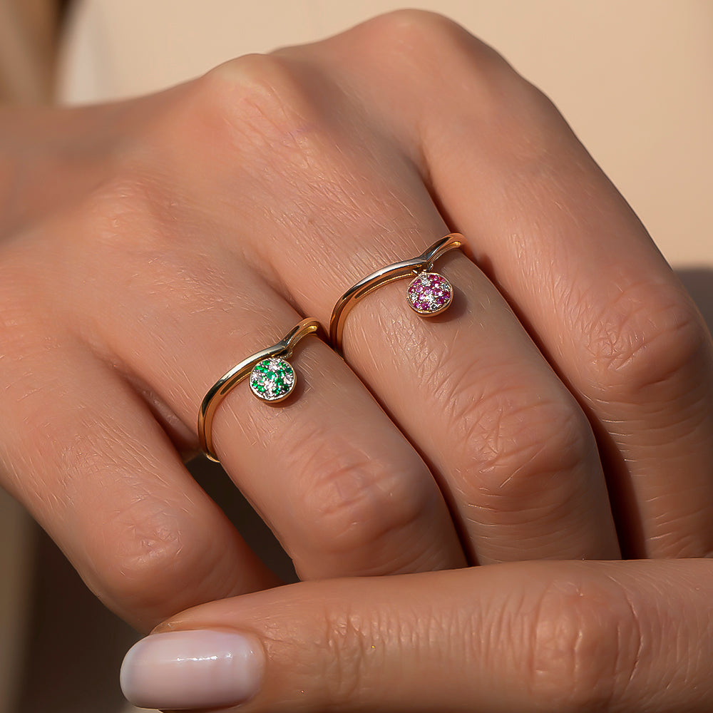 Ruby Ring with Shaking Diamond