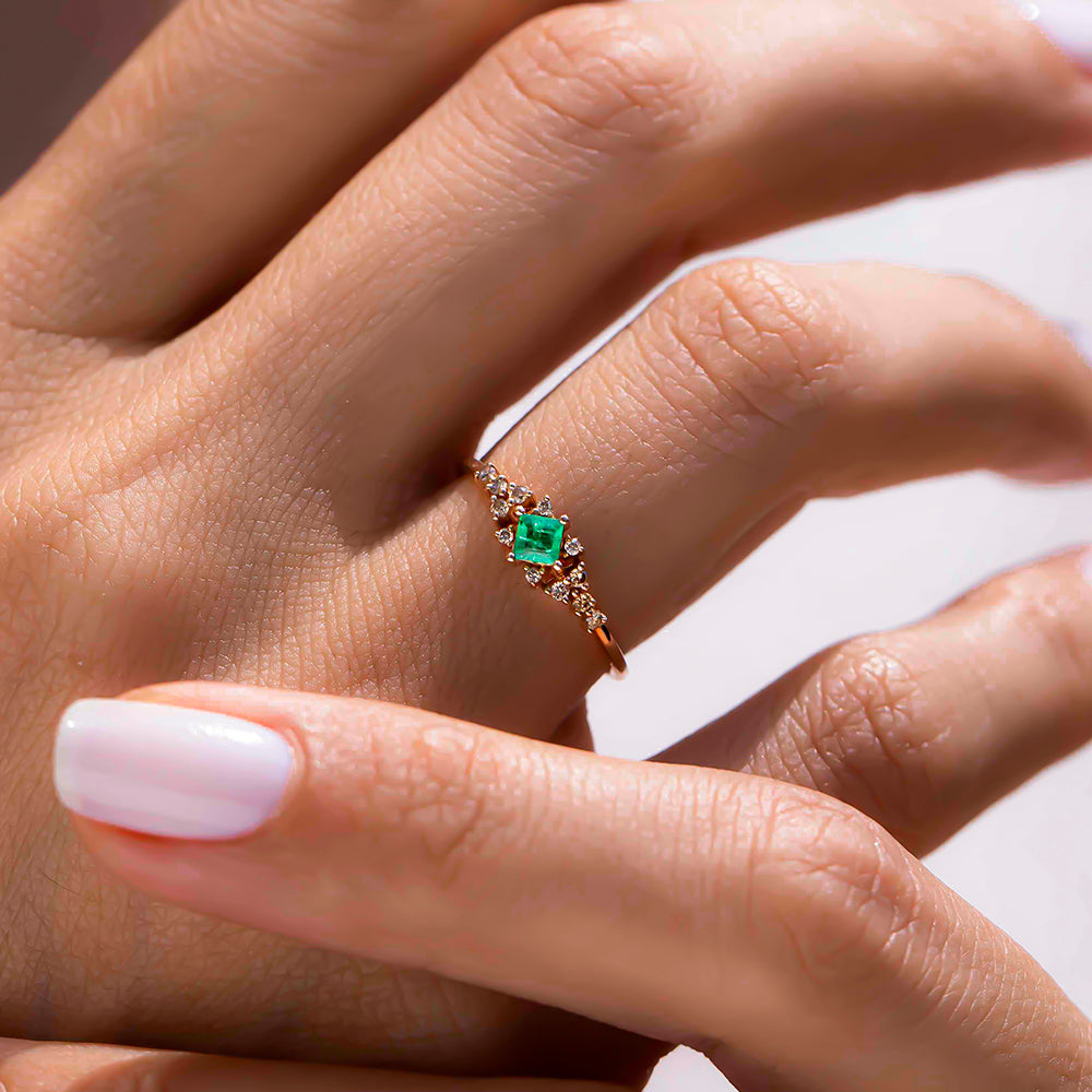 14K Golden Emerald Ring