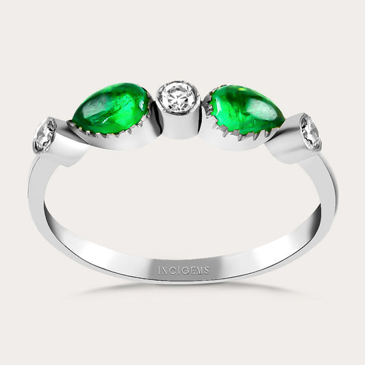14K White Golden Emerald Ring