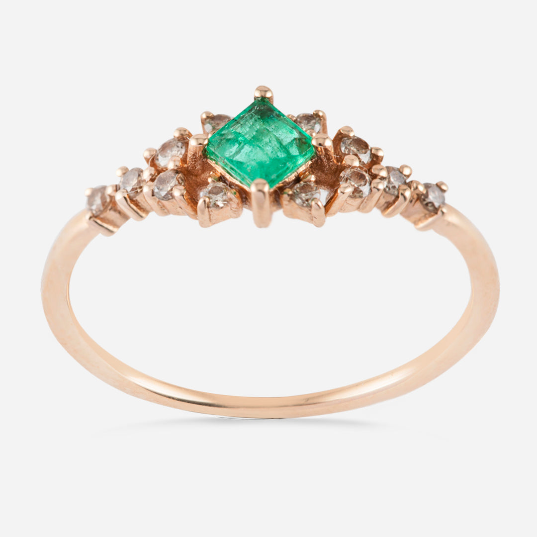 14K Golden Emerald Ring