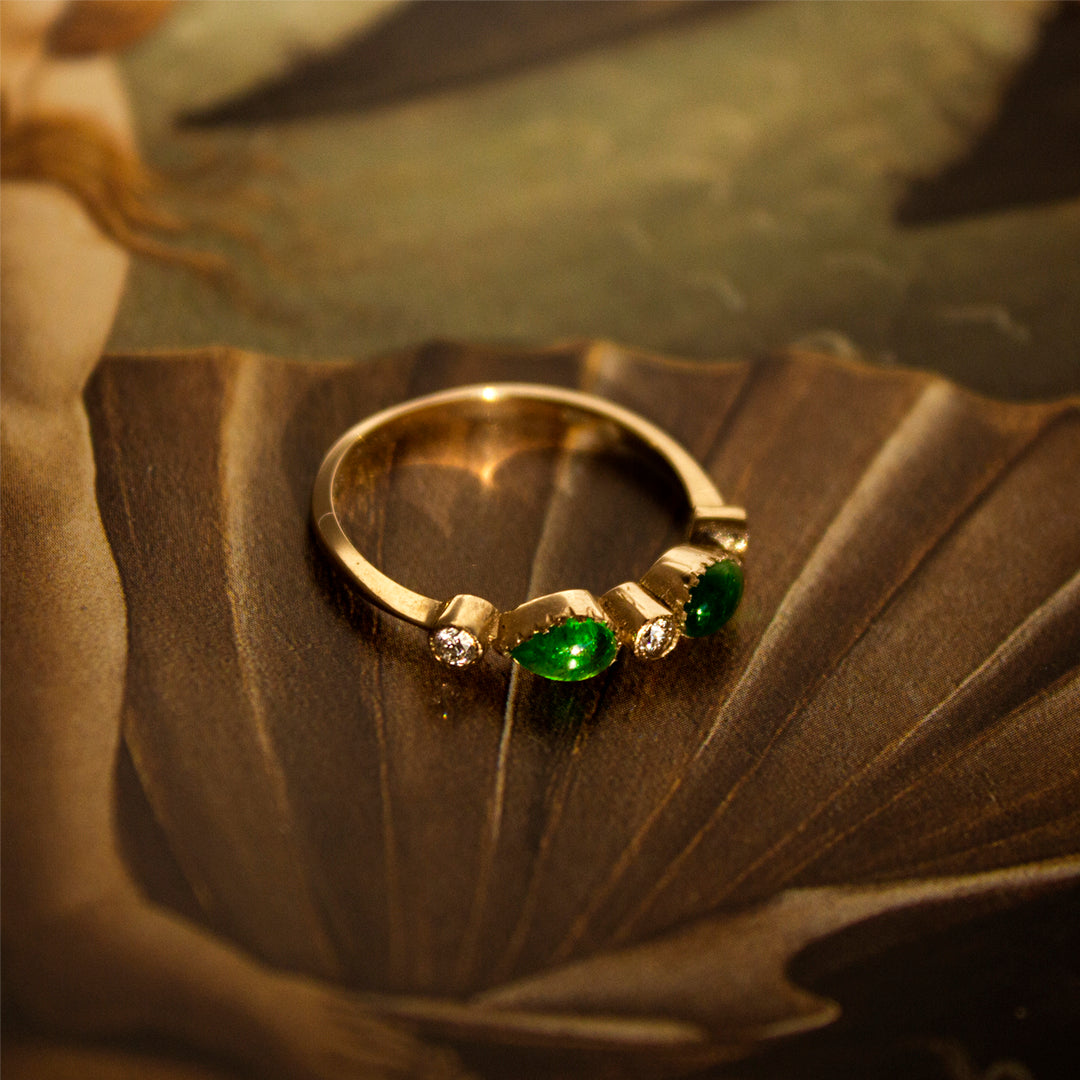 14K Golden Emerald Ring